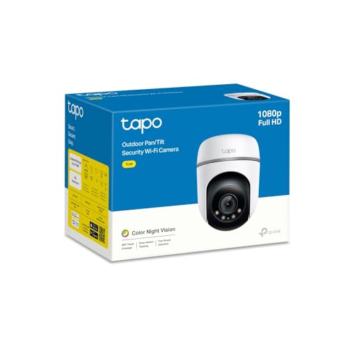 Tapo TC40 Pan/Tilt Smart Security Outdoor Camera, Full HD, 360° Smart Person Detection Motion Tracking, Color Night Vision, WiFi Camera No Monthly Fee, Two-Way Talk, IP65, Works with Alexa & Google