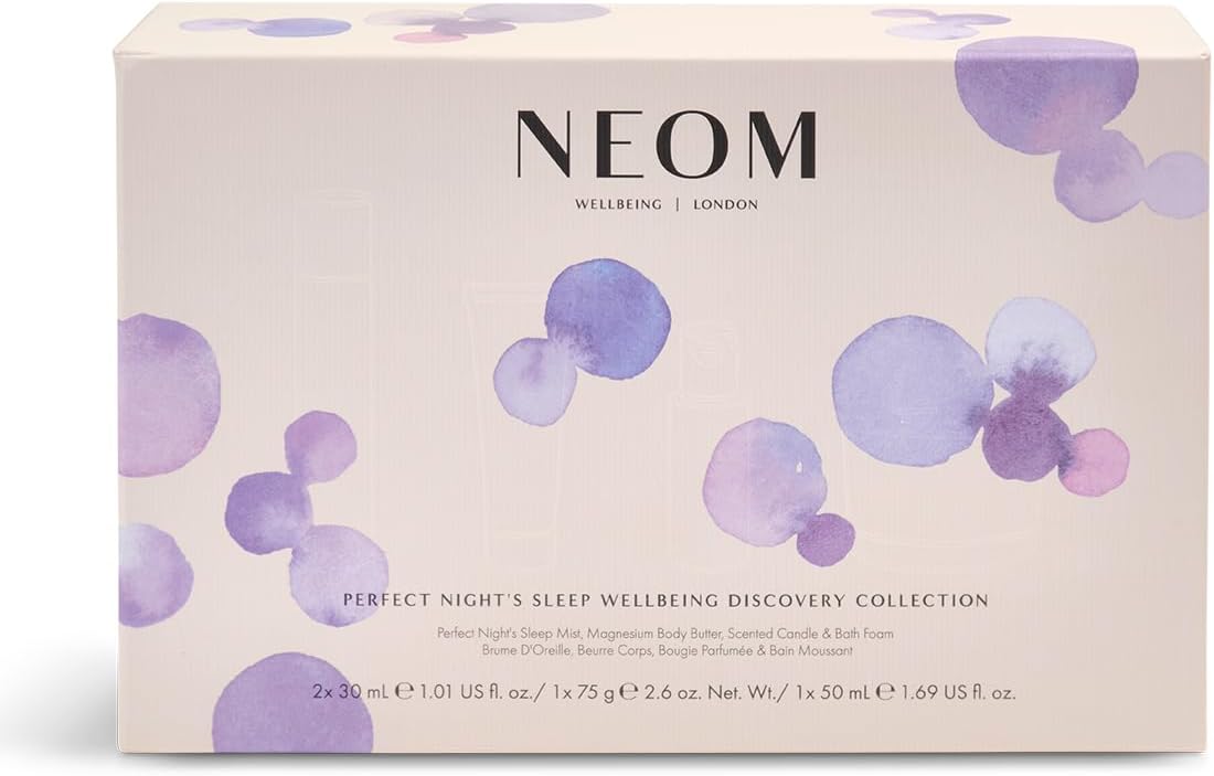NEOM Perfect Night's Sleep Wellbeing Discovery Collection 30ml | Perfect Night's Sleep Pillow Mist, Magnesium Body Butter, Bath Foam & Travel Candle I Gift No