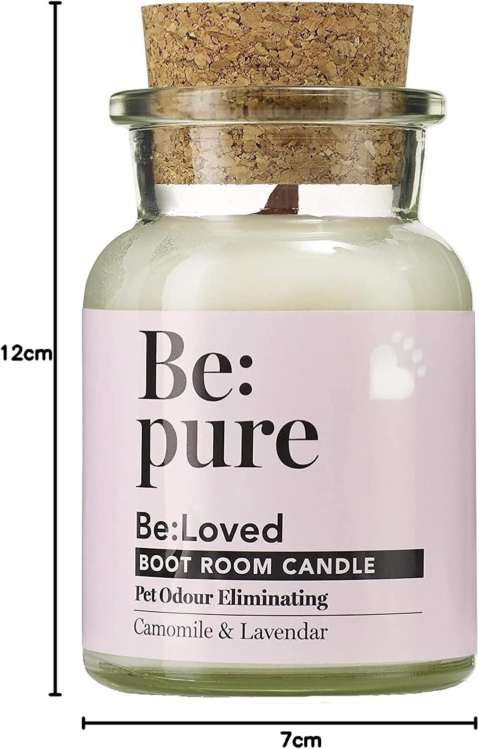 Be:Loved - Be:Pure Pet & Dog Odour Eliminating Scented Candle - Natural Soy & Beeswax with Lavender & Camomile - Soy Candle, Candle Gift - 150ml, 30 Hours Burn Time
