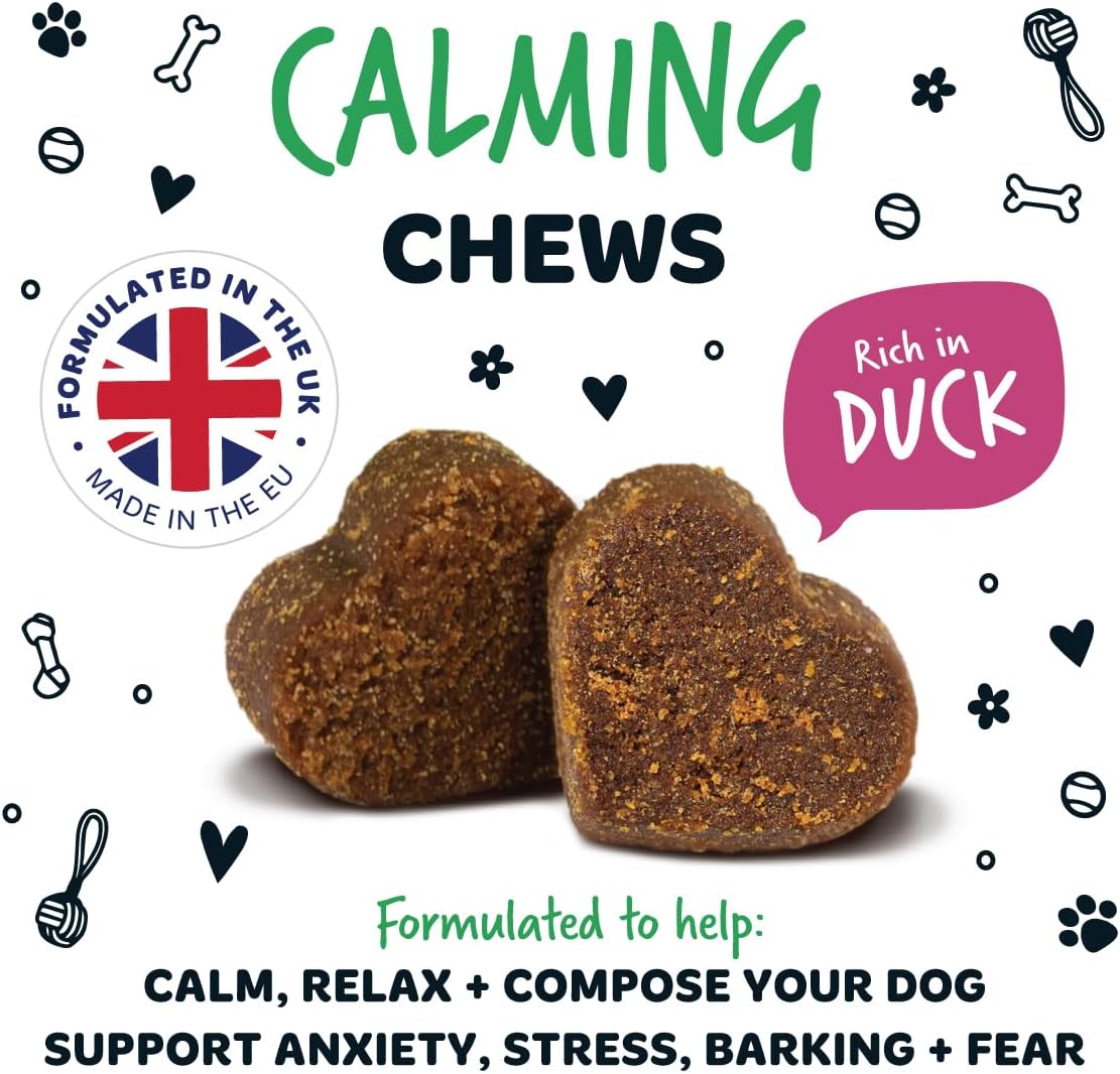 BUGALUGS Calming Treats for Dogs - Helps Stress, Fear, Barking, Reactivity, Aggression, Travel – 120 chews