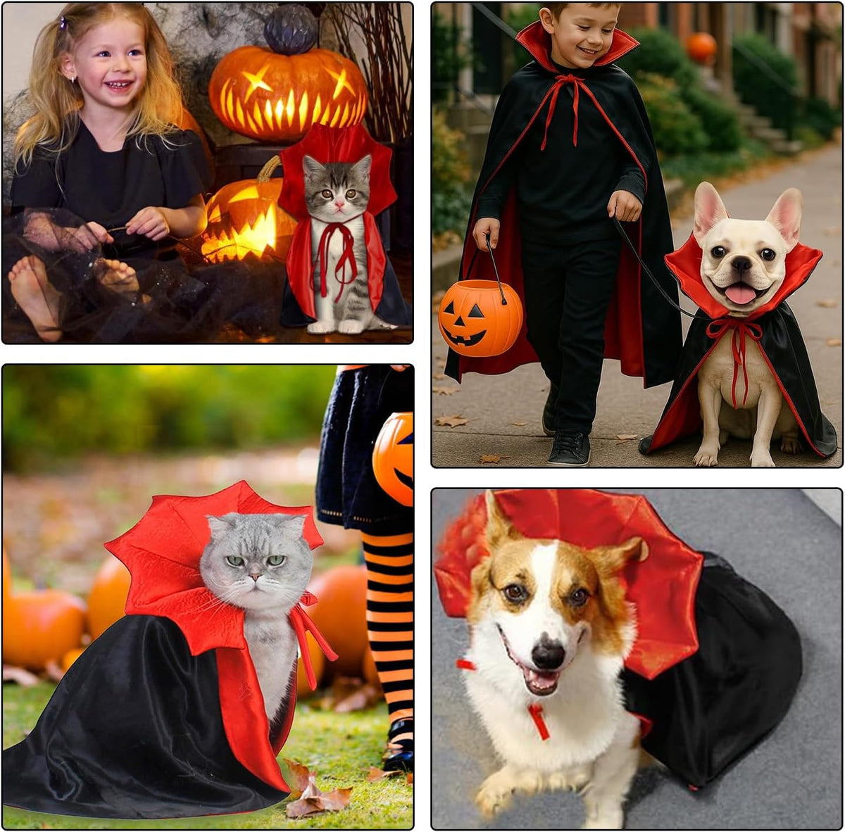 Pet Cape for Dogs and Cats, Red and black Halloween Costumes for Dogs and Cats, Dogs and Cats Outfits for Halloween, Thanksgiving, Easter, Party and Pet Cosplay