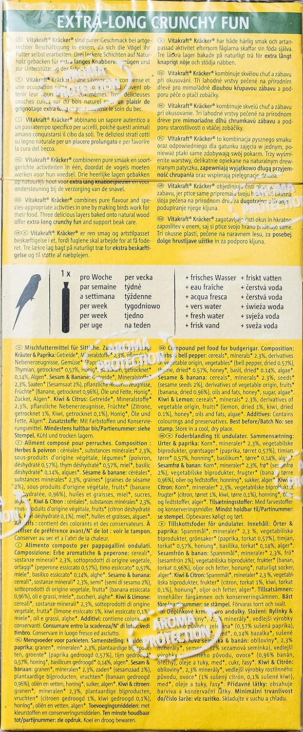 Bundle Budgies Crackers Trio-Mix including Egg, Grass Seeds, Apricot, Fig, Honey, Sesame - Pack of 3 (9 sticks in total - 270g) with Info Card