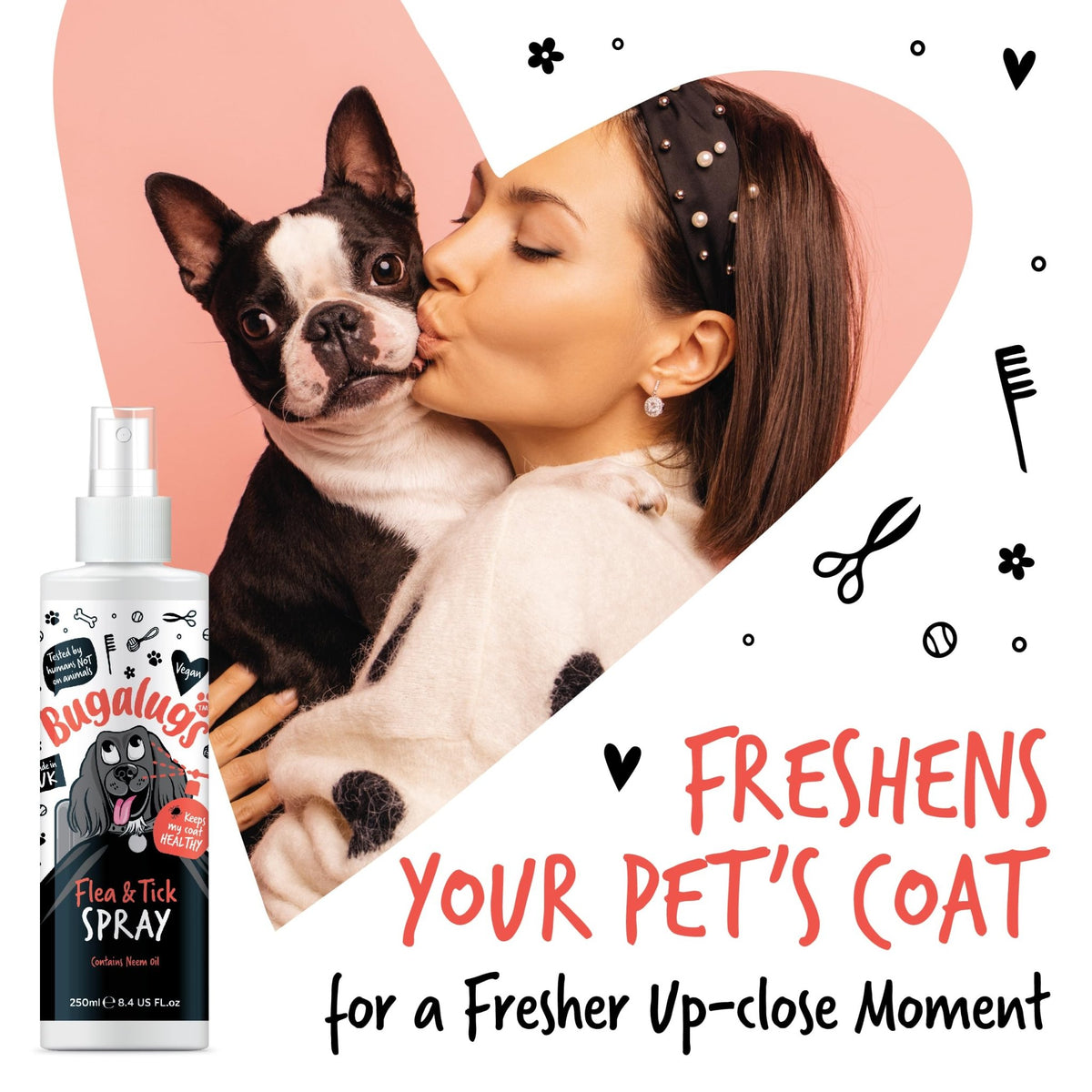 Flea and Tick Dog Shampoo by Bugalugs, Works on Smelly Puppies & Dogs, Contains Neem Oil PH Balanced Vegan Used by Professional Groom (Shampoo 500ml) - Sayby’s