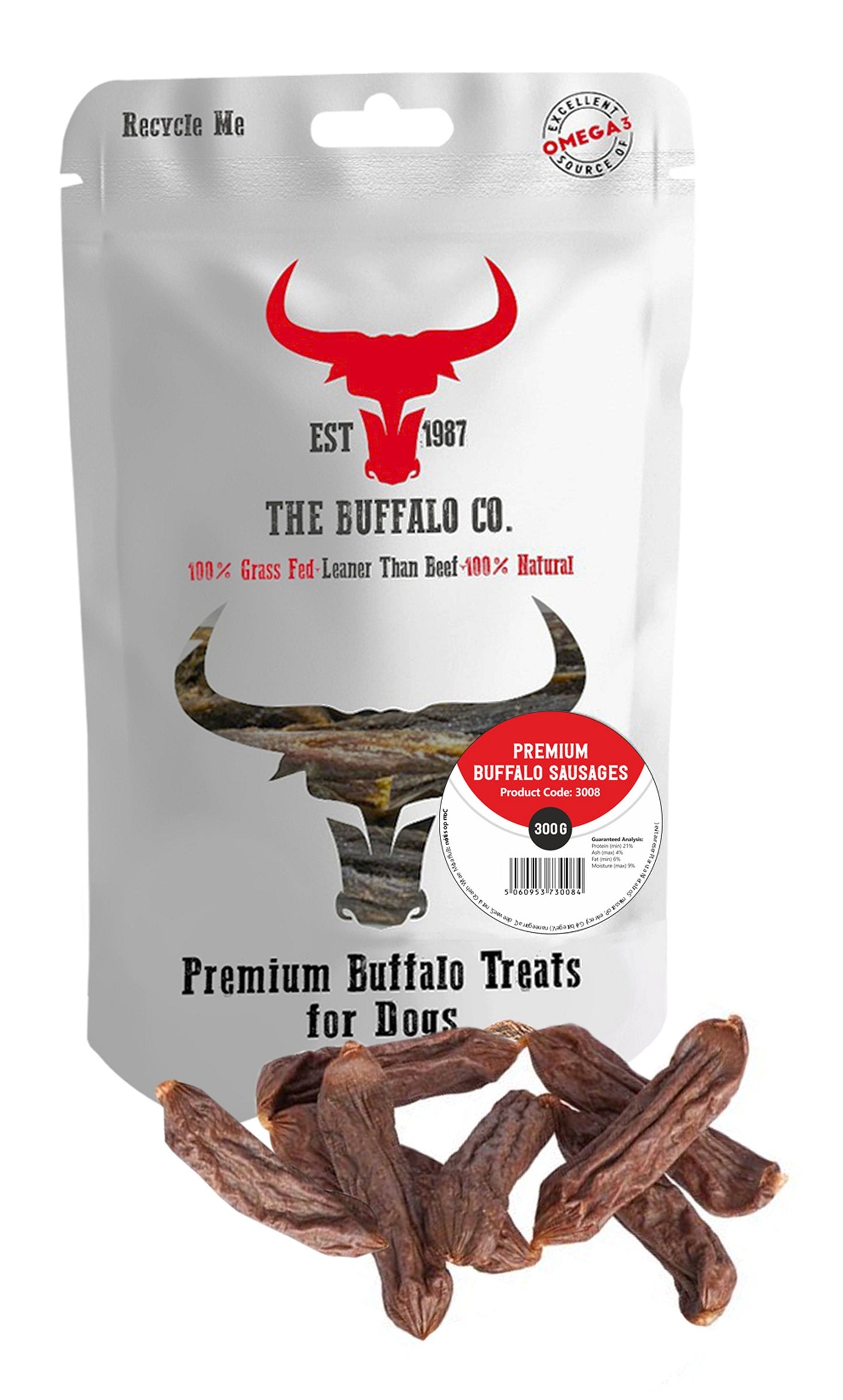 Premium Buffalo Sausage-Dog Treats 300g