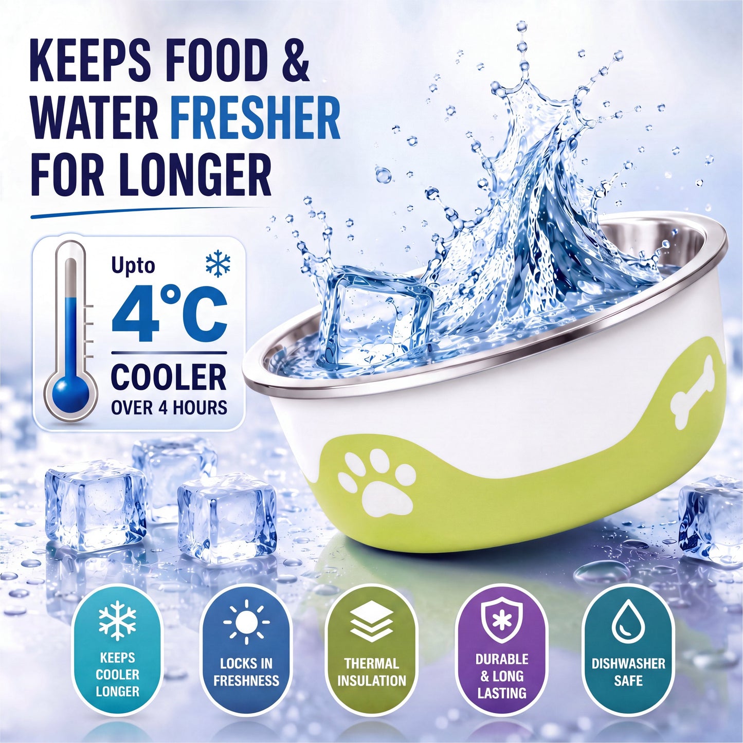 ThermaCool Dog Bowl - Olive Green