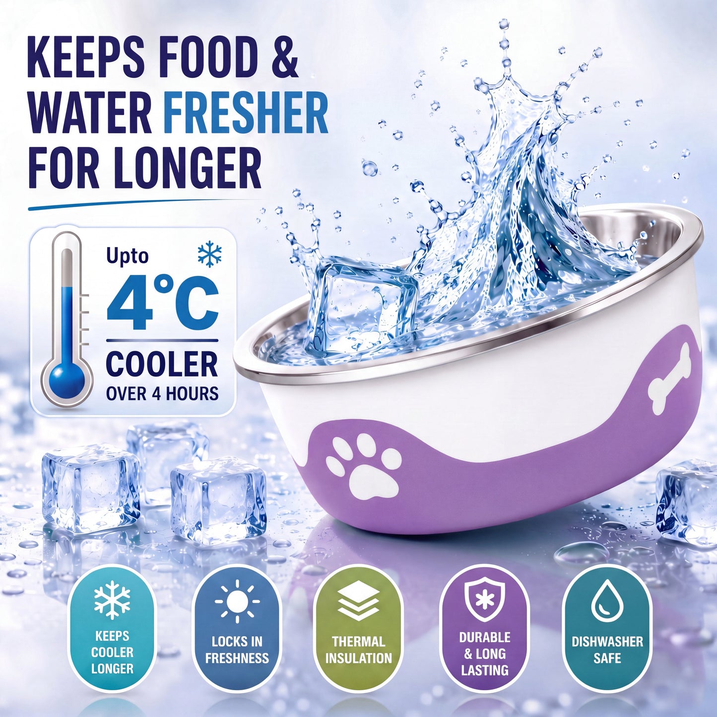 ThermaCool Dog Bowl - Grape