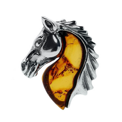 Designer Amber Sterling Silver Horse Brooch. FREE DELIVERY - Sayby’s Sanctuary 