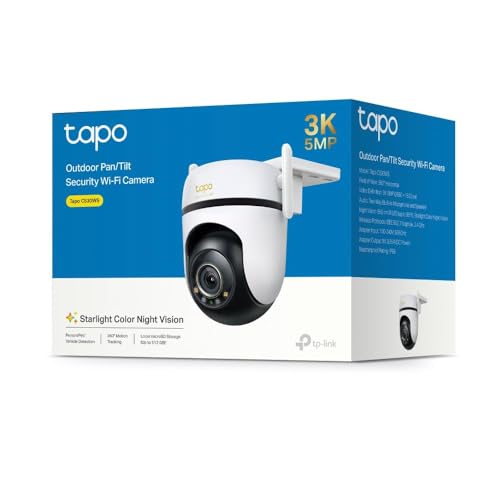 Tapo TC40 Pan/Tilt Smart Security Outdoor Camera, Full HD, 360° Smart Person Detection Motion Tracking, Color Night Vision, WiFi Camera No Monthly Fee, Two-Way Talk, IP65, Works with Alexa & Google