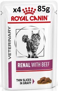 Royal Canin Feline Renal Mix of Tuna, Chicken, Beef Cat Food each 85g (Pack of 18)