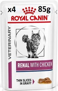 Royal Canin Feline Renal Mix of Tuna, Chicken, Beef Cat Food each 85g (Pack of 18)