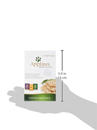 Applaws 100% Natural Wet Cat Food, Pouch Multipack Tuna Selection in Broth, 70 g (12 x 70 g Pouches)