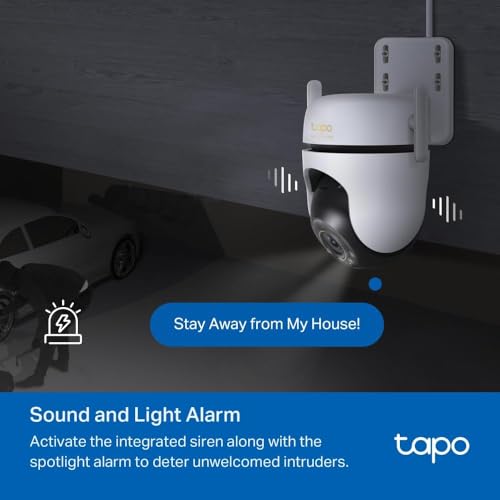 Tapo TC40 Pan/Tilt Smart Security Outdoor Camera, Full HD, 360° Smart Person Detection Motion Tracking, Color Night Vision, WiFi Camera No Monthly Fee, Two-Way Talk, IP65, Works with Alexa & Google
