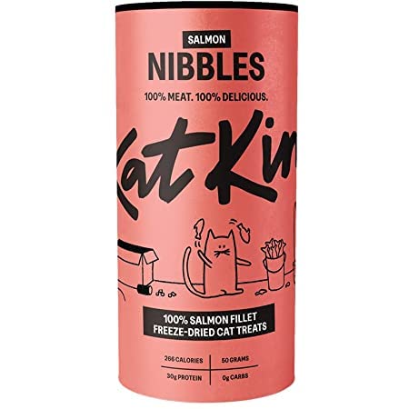 KatKin Salmon Nibbles (50g Tube) - 100% Fresh Fillet Freeze-Dried Cat Treats Made in the UK for Cats and Kittens