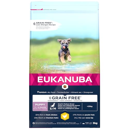 Eukanuba Grain Free Complete Dry Dog Food for Puppy Small and Medium Breeds