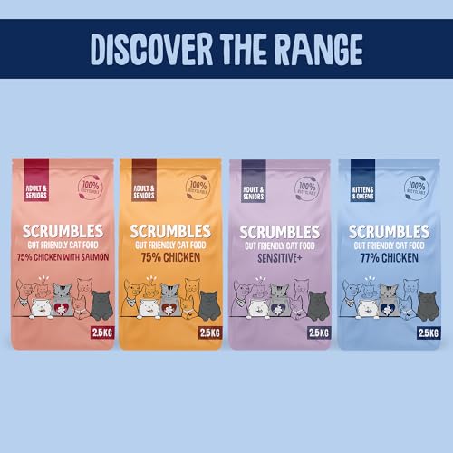 Scrumbles All Natural Dry Cat Food With 75% Chicken and Fresh Salmon, High Protein Food for Adults And Seniors