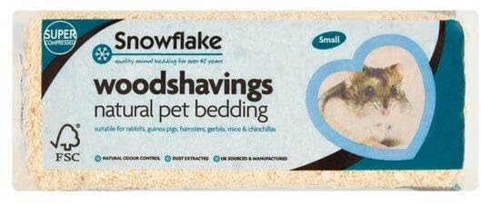 Snowflake Small Animal Wood Shavings Natural Pet Bedding, Dust Extracted Premium Pet Bed Substrate, Odour Control, For Rabbit, Hamster, Gerbil, Guinea Pig, Mouse, FSC Approved