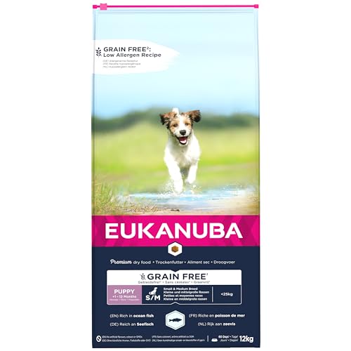 Eukanuba Grain Free Complete Dry Dog Food for Puppy Small and Medium Breeds
