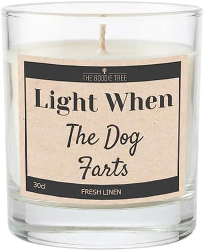 Light When the Dog Farts Fresh Linen Scented Candle 30cl