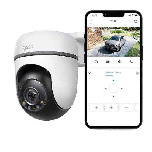 Tapo TC40 Pan/Tilt Smart Security Outdoor Camera, Full HD, 360° Smart Person Detection Motion Tracking, Color Night Vision, WiFi Camera No Monthly Fee, Two-Way Talk, IP65, Works with Alexa & Google