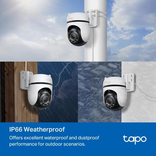 Tapo TC40 Pan/Tilt Smart Security Outdoor Camera, Full HD, 360° Smart Person Detection Motion Tracking, Color Night Vision, WiFi Camera No Monthly Fee, Two-Way Talk, IP65, Works with Alexa & Google