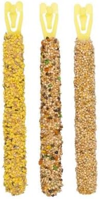 UbiPet 2x packs of Budgies Crackers Trio-Mix (6 sticks in total - including Sesame Seeds, Paprica, Kiwi, Egg, Apricot, Honey, Lemon) with Info Card