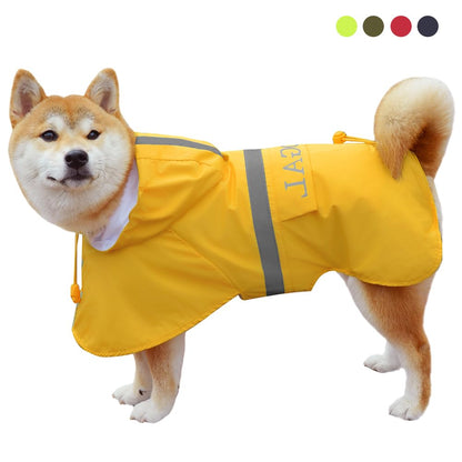 Waterproof Dog Raincoat with Hood and Reflective Design