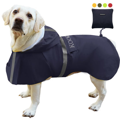 Waterproof Dog Raincoat with Hood and Reflective Design