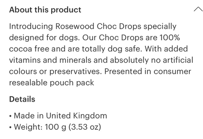 Rosewood Doggy Choc Drops - Sayby’s Sanctuary 