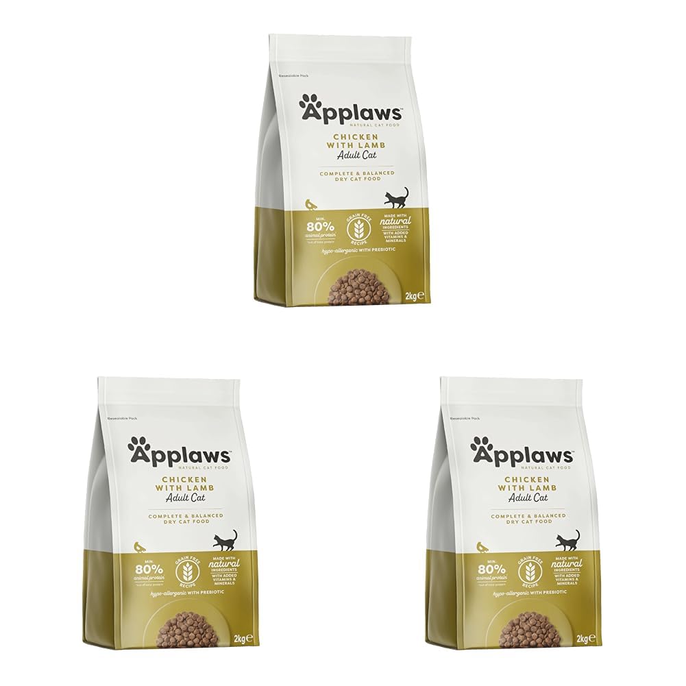 Applaws Natural Complete Dry Food for Adult Cats, Chicken with Lamb Grain Free, 2kg Bag