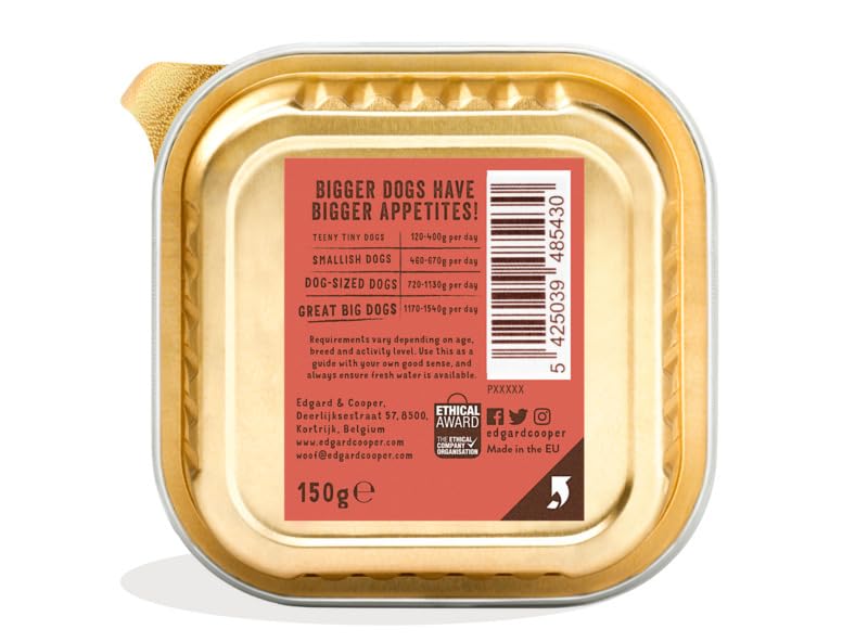 Edgard Cooper Grain-Free Wet Dog Food for Adult Dogs, (11 x 150g), Natural Dogs Food in Cup with Fresh Meat & Amino Acids, Gluten-Free, High Protein