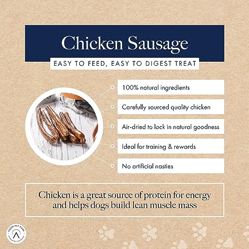 Hollings Chicken Sausages Dog Treats, Delicious, Nutritious Air Dried Chews for Adult Dogs, Made with 100% Natural Ingredients (Pack of 3)
