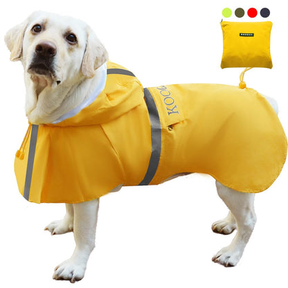 Waterproof Dog Raincoat with Hood and Reflective Design