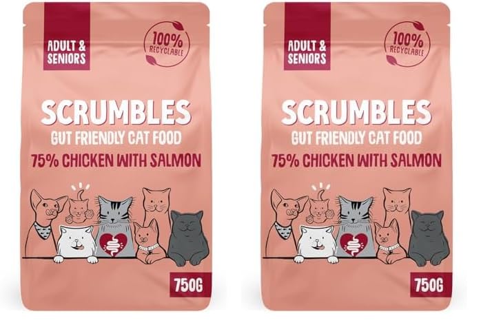 Scrumbles All Natural Dry Cat Food With 75% Chicken and Fresh Salmon, High Protein Food for Adults And Seniors