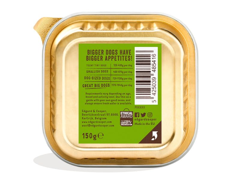 Edgard Cooper Grain-Free Wet Dog Food for Adult Dogs, (11 x 150g), Natural Dogs Food in Cup with Fresh Meat & Amino Acids, Gluten-Free, High Protein