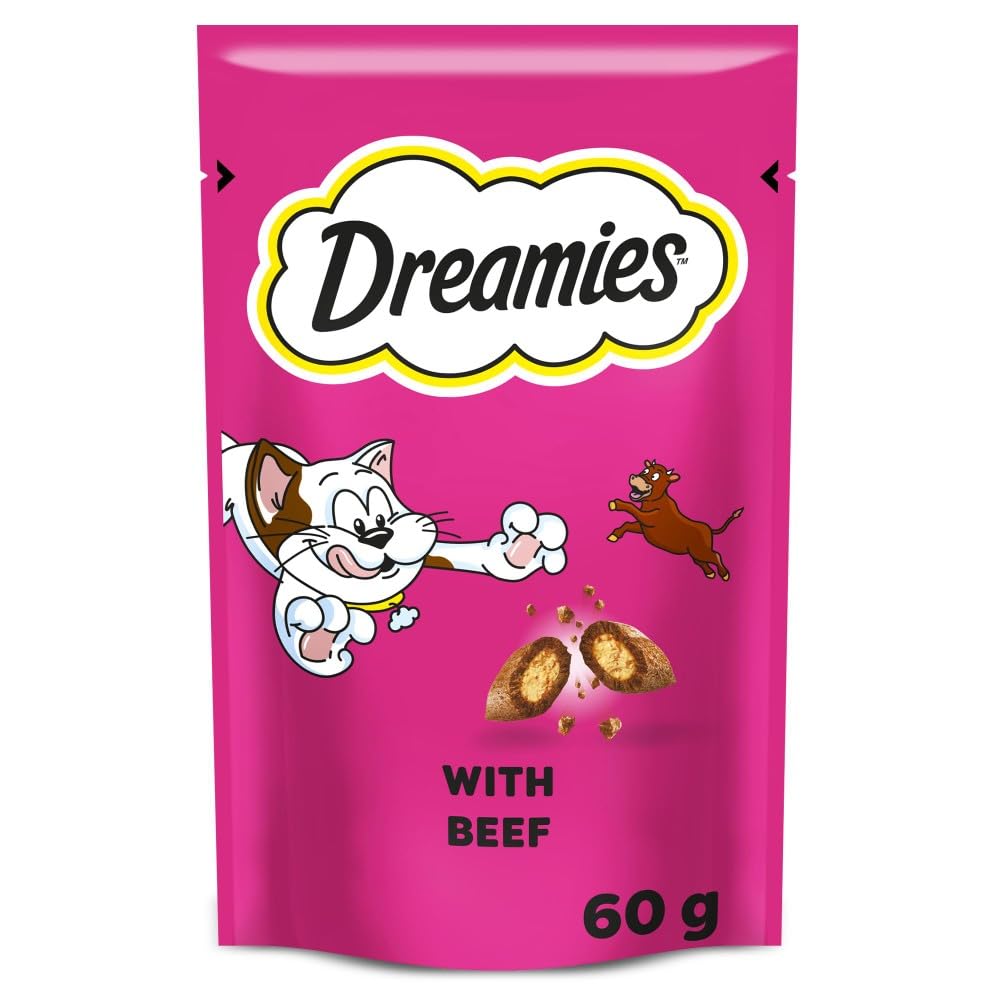 DREAMIES - Cat Treats - 12 x 60g - Multipack Biscuits - Variety Snack Box - 12 Pouches