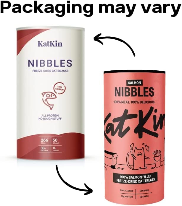 KatKin Salmon Nibbles (50g Tube) - 100% Fresh Fillet Freeze-Dried Cat Treats Made in the UK for Cats and Kittens