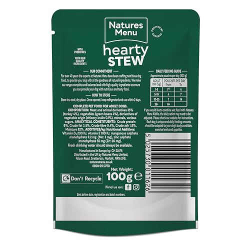 Natures Menu Hearty Stews - Chunks in Gravy Wet Food Pouches for Adult Dogs