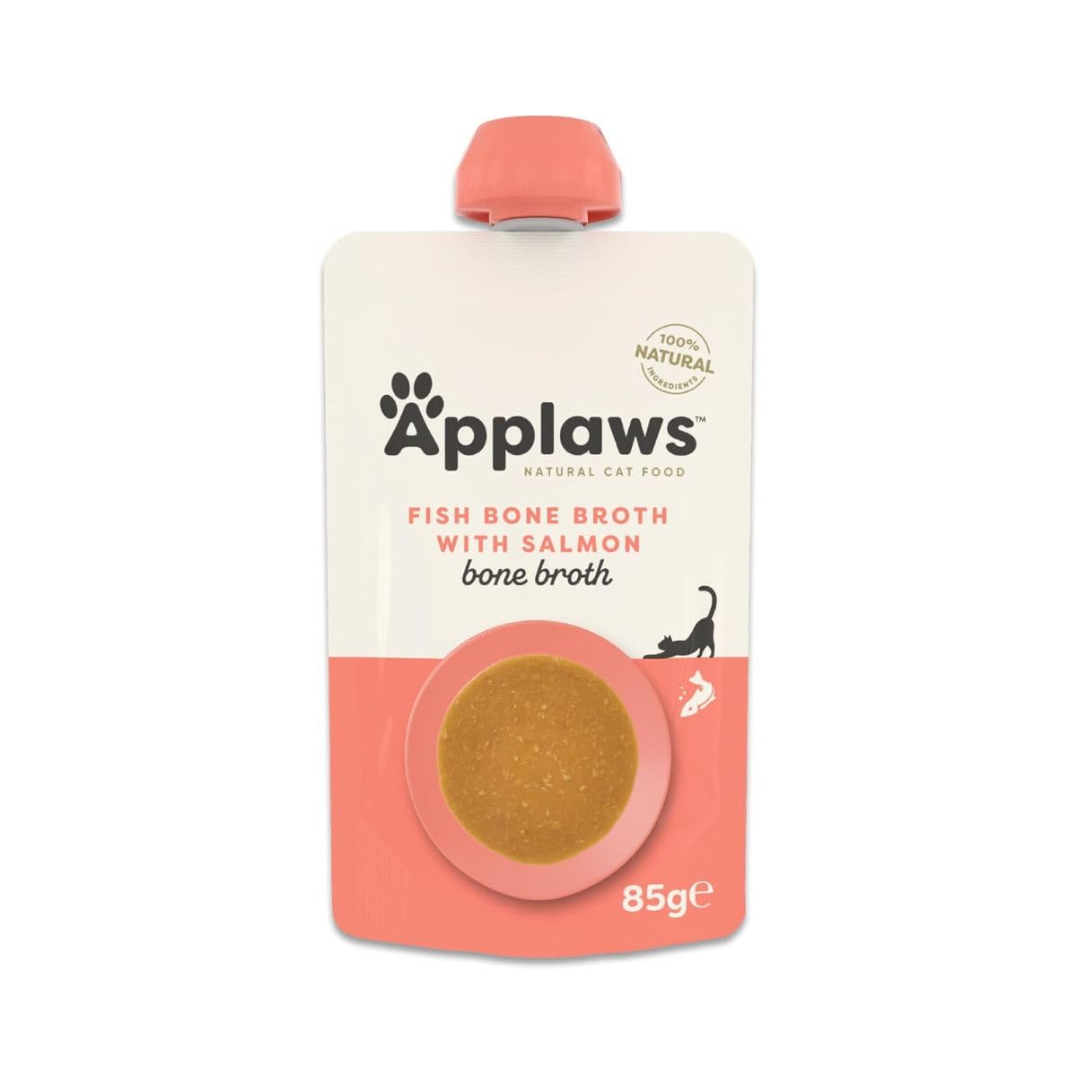 Applaws Natural Cat Food Toppers, Fish Bone Broth Pouches - 4 x 85g