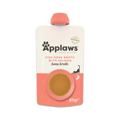 Applaws Natural Cat Food Toppers, Fish Bone Broth Pouches - 4 x 85g