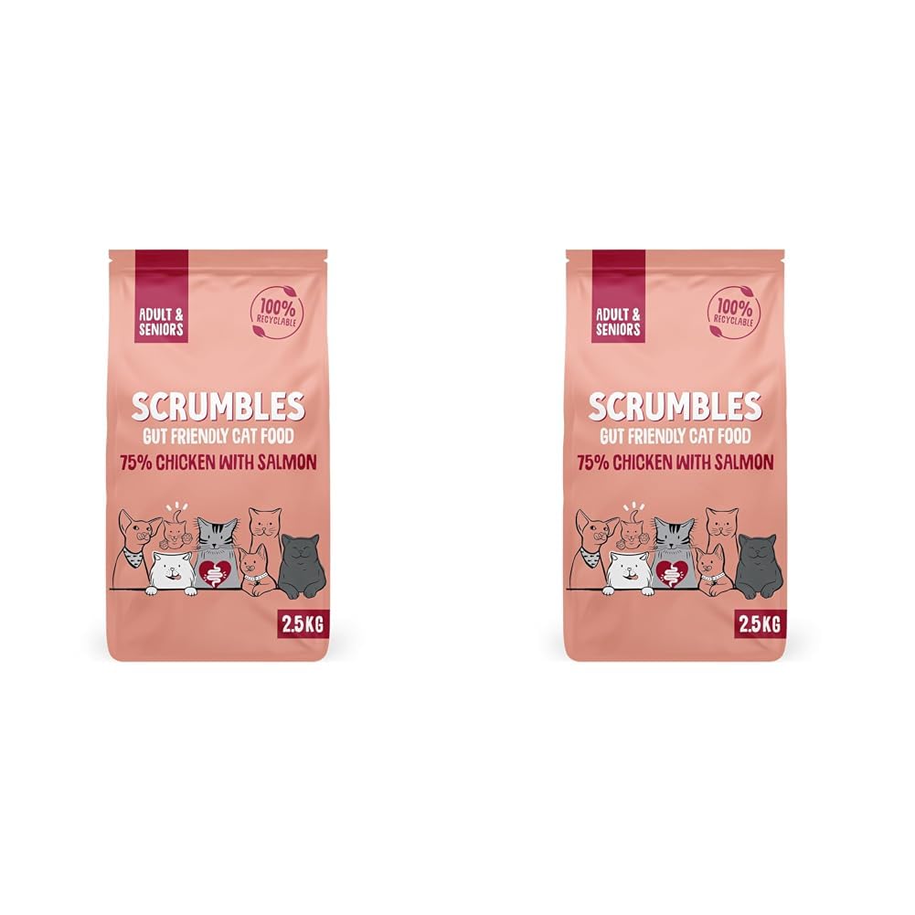 Scrumbles All Natural Dry Cat Food With 75% Chicken and Fresh Salmon, High Protein Food for Adults And Seniors