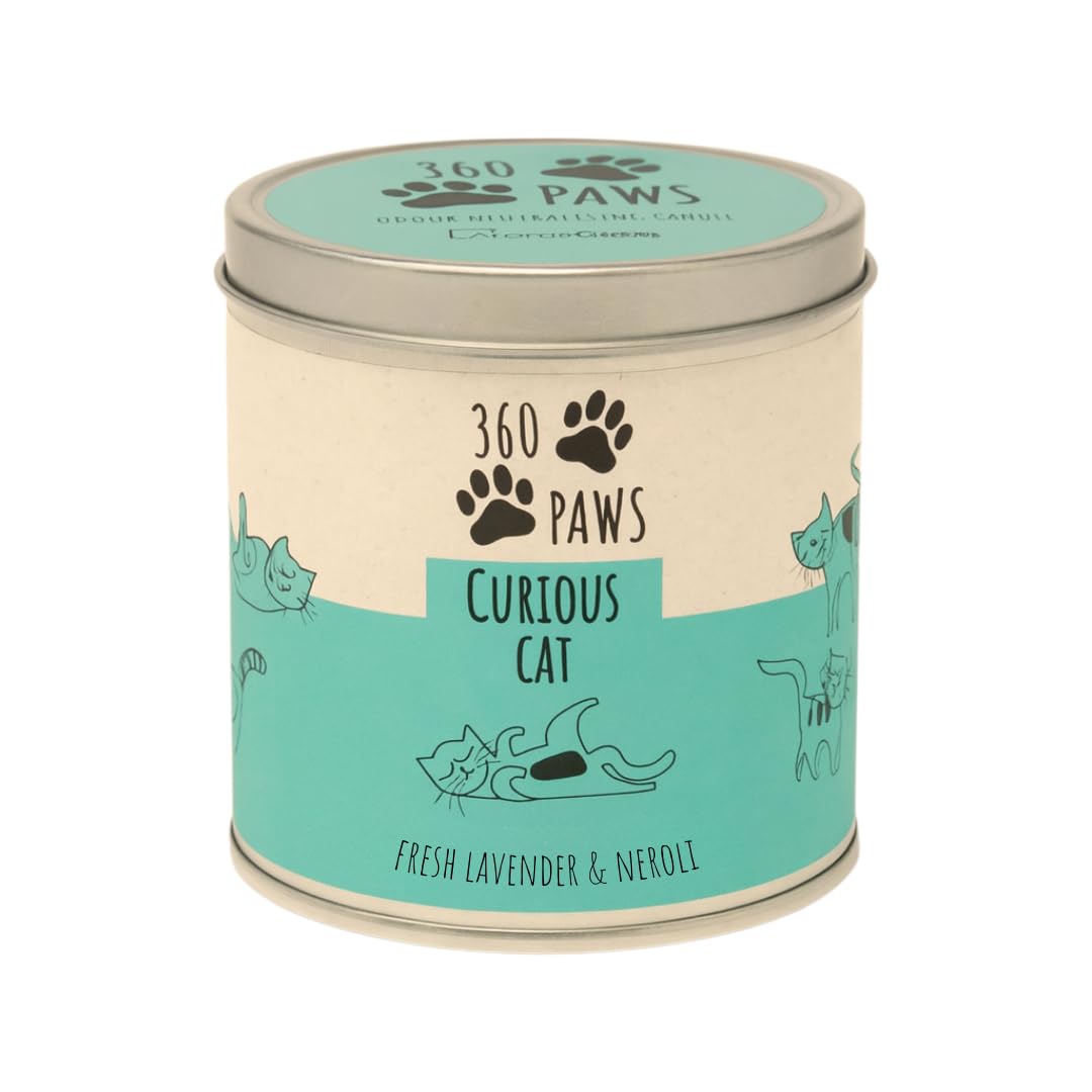 360 Paws Playful Pet Odour Neutralising Candle, Fresh Cotton & Musk, 50 Hour Burn Time, Pet-Safe AromaGuard™ Technology, Natural Wax, Reusable Tin