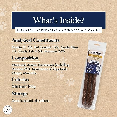 Hollings Chicken Sausages Dog Treats, Delicious, Nutritious Air Dried Chews for Adult Dogs, Made with 100% Natural Ingredients (Pack of 3)