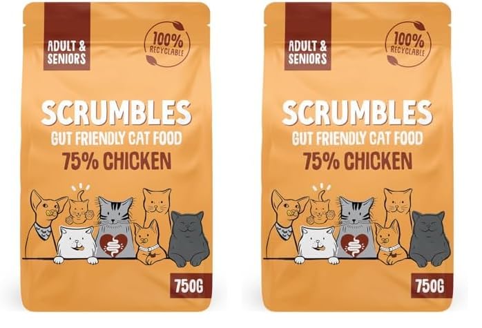 Scrumbles All Natural Dry Cat Food With 75% Chicken and Fresh Salmon, High Protein Food for Adults And Seniors