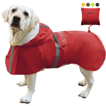 Waterproof Dog Raincoat with Hood and Reflective Design