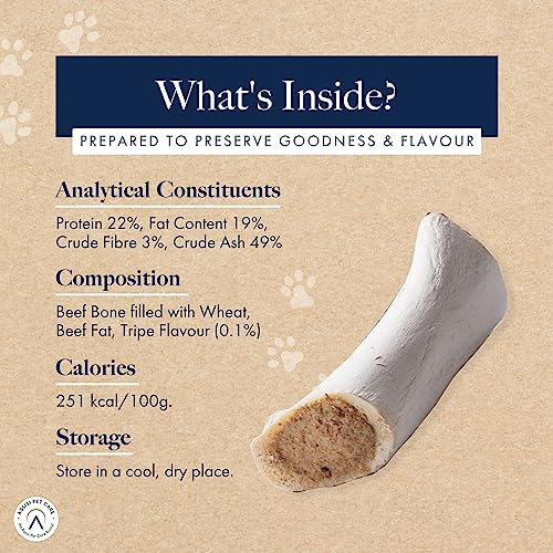 Hollings Filled Bone with Venison Dog Chew, Delicious, Air Dried Long Lasting Bone for Adult Dogs, Made with 100% Natural Ingredients (1 Count)