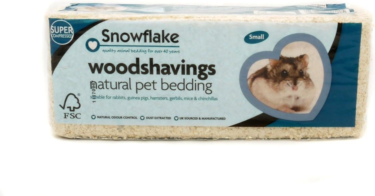 Snowflake Small Animal Wood Shavings Natural Pet Bedding, Dust Extracted Premium Pet Bed Substrate, Odour Control, For Rabbit, Hamster, Gerbil, Guinea Pig, Mouse, FSC Approved