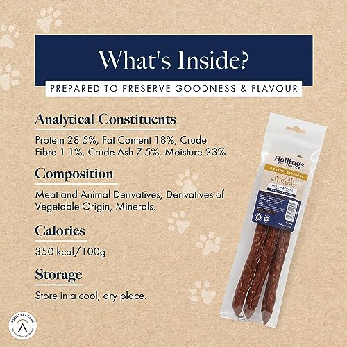 Hollings Chicken Sausages Dog Treats, Delicious, Nutritious Air Dried Chews for Adult Dogs, Made with 100% Natural Ingredients (Pack of 3)