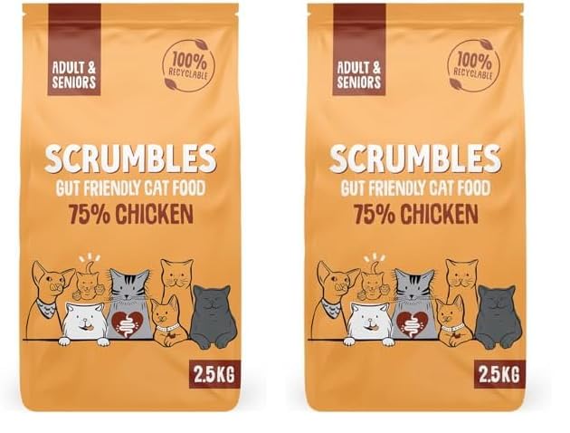 Scrumbles All Natural Dry Cat Food With 75% Chicken and Fresh Salmon, High Protein Food for Adults And Seniors