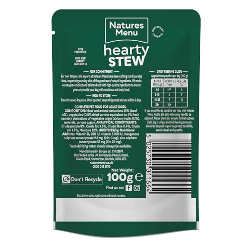 Natures Menu Hearty Stews - Chunks in Gravy Wet Food Pouches for Adult Dogs