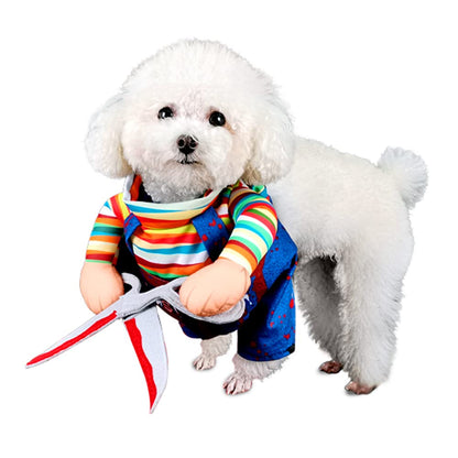 DELIFUR Dog Chucky Costume Pet Halloween Clothes Cat Cosplay Party Suit Funny Dog Costume Small to Large Dogs(S)